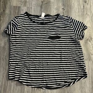 Black and White Striped Women's Top